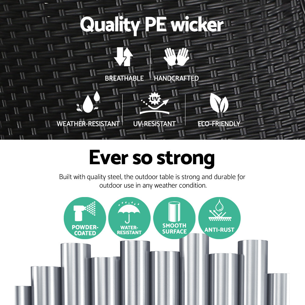 Armadale Wicker Side Table - Black